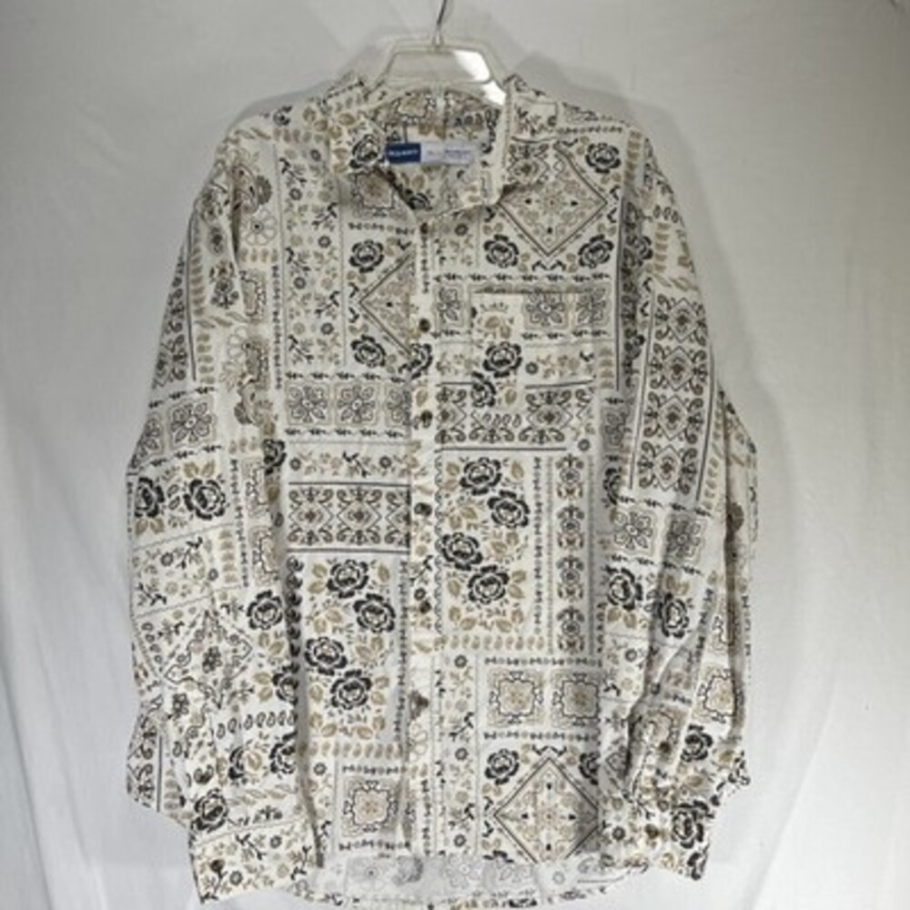 Old Navy Everyday Shirt Corduroy Floral Paisley Patchwork Brown Size XL